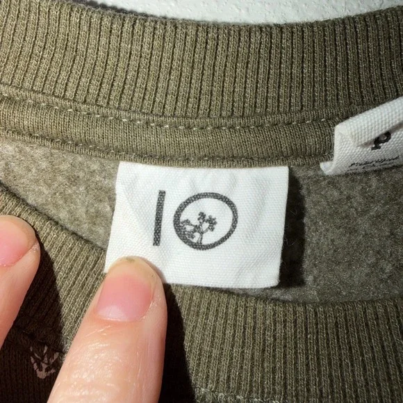 Tentree Womens Small Olive Green Nature Print Raglan Sweatshirt Organic Cotton - Picture 2 of 13